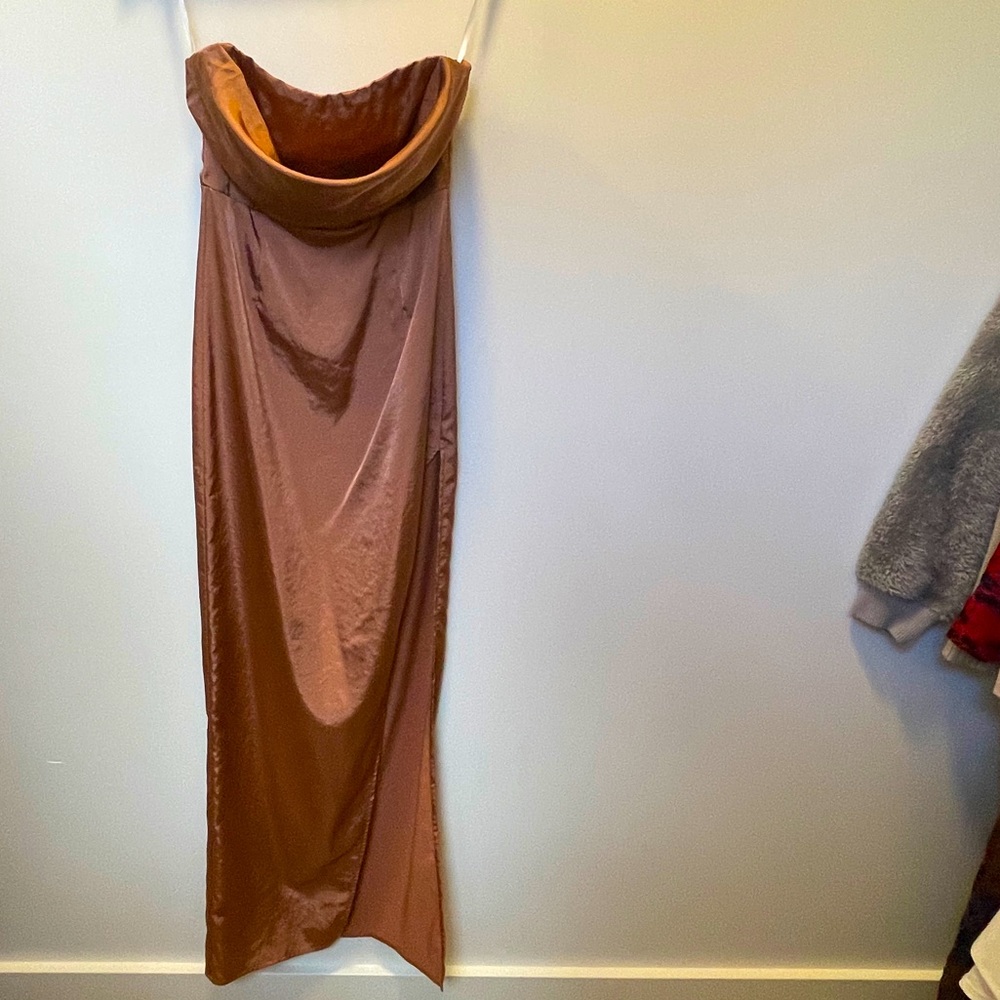 Revolve satin strapless dress